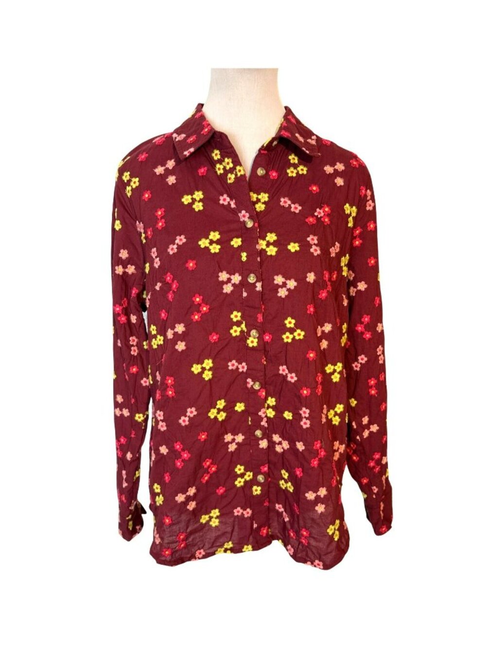NWT Maeve By Anthropologie Embroidered Button Down Shirt Size M